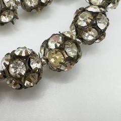 Vintage Rhinestone Necklace Disco Ball Style 16″ 1950s 1960s Mid Century