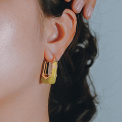 Acrylic Gold Hoop Earrings Chunky Huggie Statement Vintage Earrings Cute Resin D