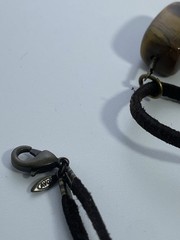 Avon Boho Tiger Eye Bead Suede Cord Brass Pendant Necklace Earring Set