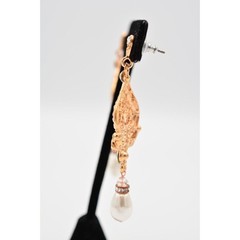 Crystal Dangle Earrings Rose Gold Rhinestone White Pearl Sparkling BinAK