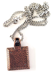 Vintage Skier Skiing Copper Silver Tone Pendant Necklace 18″ Spring Ring