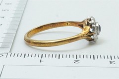 ANTIQUE ENGLISH EDWARDIAN 18K GOLD SAPPHIRE & DIAMOND CLUSTER RING c1910