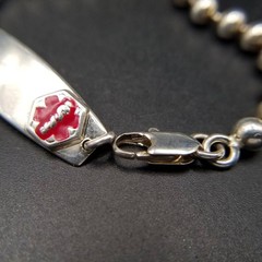 Italian Vintage Silver Medical Alert ID Bracelet Ball Chain Not specified
