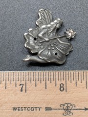 Pewter Winged Fairy with Rhinestone Tipped Wand Brooch Pin