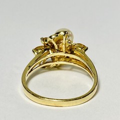 Vintage 14K Yellow Gold Twin 5.5mm Pearl 0.60ctw Citrine Size 8.25 Ring 4.3g