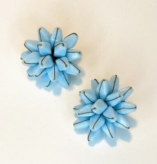 Vintage West Germany Sky Blue Glass Bead Clip On Earrings Fabulous!