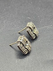 Beautiful Judith Jack Sterling Silver Marcasite Brooch and Earrings