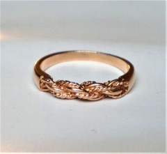 Vintage European Solid 14K 585 Rose Pink Gold Twisted Rope Design Band Ring 14kt