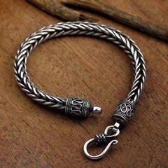 Silver Bangle Bracelet Chain Popular Vintage Bracelets Mens Gift