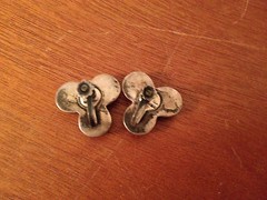 Vintage Mexican Silver Alloy Pair of Ball Form Decorated Screwback Earrings
