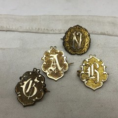 4 Vintage Monogrammed Pins D R A N
