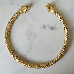 Vintage Panther Leopard Gold Tone Collar Necklace 1980s 1990s