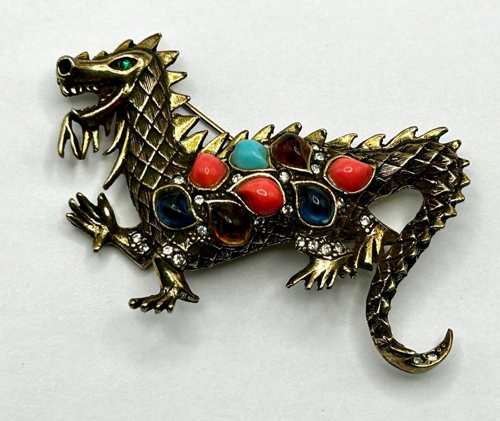 VINTAGE LA ROCO DRAGON BROOCH