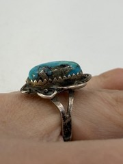 Vintage Sterling Silver Ring Southwest Turquoise Stone Blue Size 6