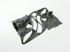 Vintage Sterling Silver Figural Botanical Brooch Leaves Pin 925 12.3g 1 7/8 Inch