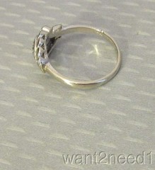 estate 14K White Gold Diamond Ring 50s MCM Swirl Natural 5-Stone .25ct size 7.5
