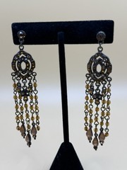 Vintage Rhinestone Bohemian Dangle Chandelier 3.5 Inches Pierced Earrings