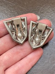 Antique Vintage Silver Plated Pot Metal & Pave Crystal/Rhinestone Dress Clips