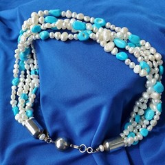 Original NATIVE American Artie YELLOWHORSE Turquoise STERLING SILVER Necklaces