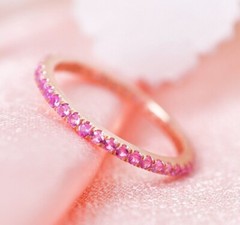 1.8mm wide Pink Sapphire Full Eternity Band Bridesmaid Gift Sapphire WeddingBand