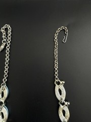 Aqua Blue Thermoset Lucite Choker Necklace Rhinestone Silver Tone Vintage 1950s