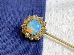 Vtg – Antique Stick Pin Lot Enamel Rhinestone Cloisonne Locket Costume Jewelry