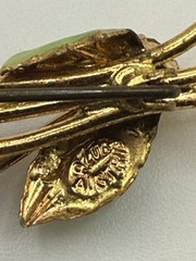Vintage Austria Crystal Brooch and Earring Set 1950s Gold Tone Enamel Floral