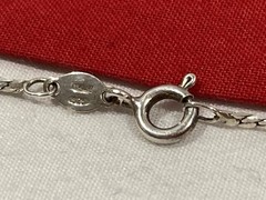 Vintage 925 Sterling Silver Signed Blue Agate Pendant & Chain Necklace 17.75”