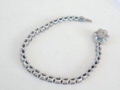 Vintage Sterling Silver 925 Natural Heated London Blue Topaz Tennis Bracelet