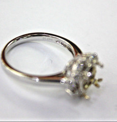 Art Deco 1-3.00ct Engagement Setting 18k White Gold 4g. Hey-Low 0.50ct Size 6.75