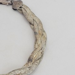 Vintage KC Braided Sterling Silver Italy Herringbone Textured Chain 7″ Bracelet