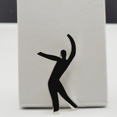 Modern Abstract Dancer Brooch Silver Tone Minimalist Silhouette 1990s Figure Pin