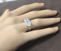 2.30ct. Platinum Vintage Filigree Engagement Ring Natural Old Euro Cut 1920’s