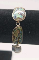 Lucas Lameth 925 Sterling Silver Vintage Abalone Bracelet 7-8 Inch Adjustable