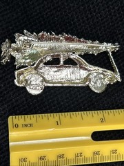 AJC Large Christmas Brooch Bringing Home the Tree with Car Gold Tone and Enamel