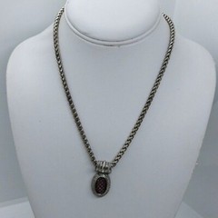 Antique silver tone necklace with purple inlay