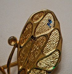 Vintage signed 1968 Grosse Germany Gold-tone Butterfly Brooch as is