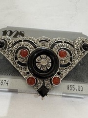 1928 Vintage Large Glitzy Earrings and Brooch