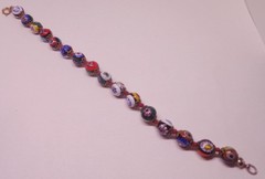 Vintage Murano Glass hand knotted single strand beaded bracelet 7″ Italy