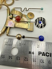Signed Modernist Abstract Art Necklace Memphis Style Brass Glass Statement OOAK