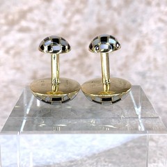 Tiffany & Co. 18K 750 Yellow Gold Mother Of Pearl and Onyx Mosiac Cufflinks with