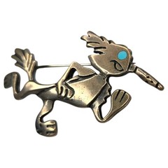 Southwestern Cartoon Running Roadrunner Sterling Silver 925 Brooch Pin