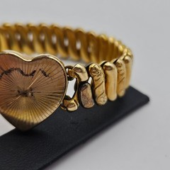 Vintage Marathon Heart Sweetheart Expansion Bracelet Gold Floral Etched