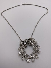 Sterling Van Dell Necklace With Clear Faceted AB Stones 15.5 Inches