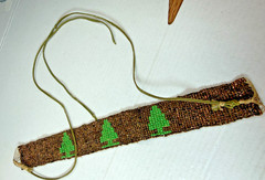 Vintage Necklace Belt Glass Seed Bead Pine Tree Pattern Art Deco Antique 36 in