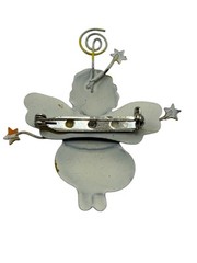 Vintage Angel Fairy Pixie Brooch Pin Quirky Painted Unusual Metal Stars Figural