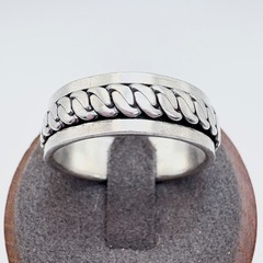 Interlocking Rope Design Spinner Band VTG Sterling Silver 925 Ring Size 12.5