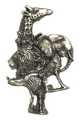 🦒🦁🦏🐘Solid Pewter African Pride Land Animals – Pin Brooch Pendant 🦒🦁🦏🐘