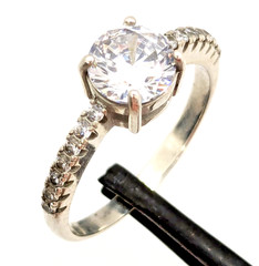 Vintage Elegant RING Silver 925 with Bright Stone -size: 8.5US (18.5mm)| UA #57