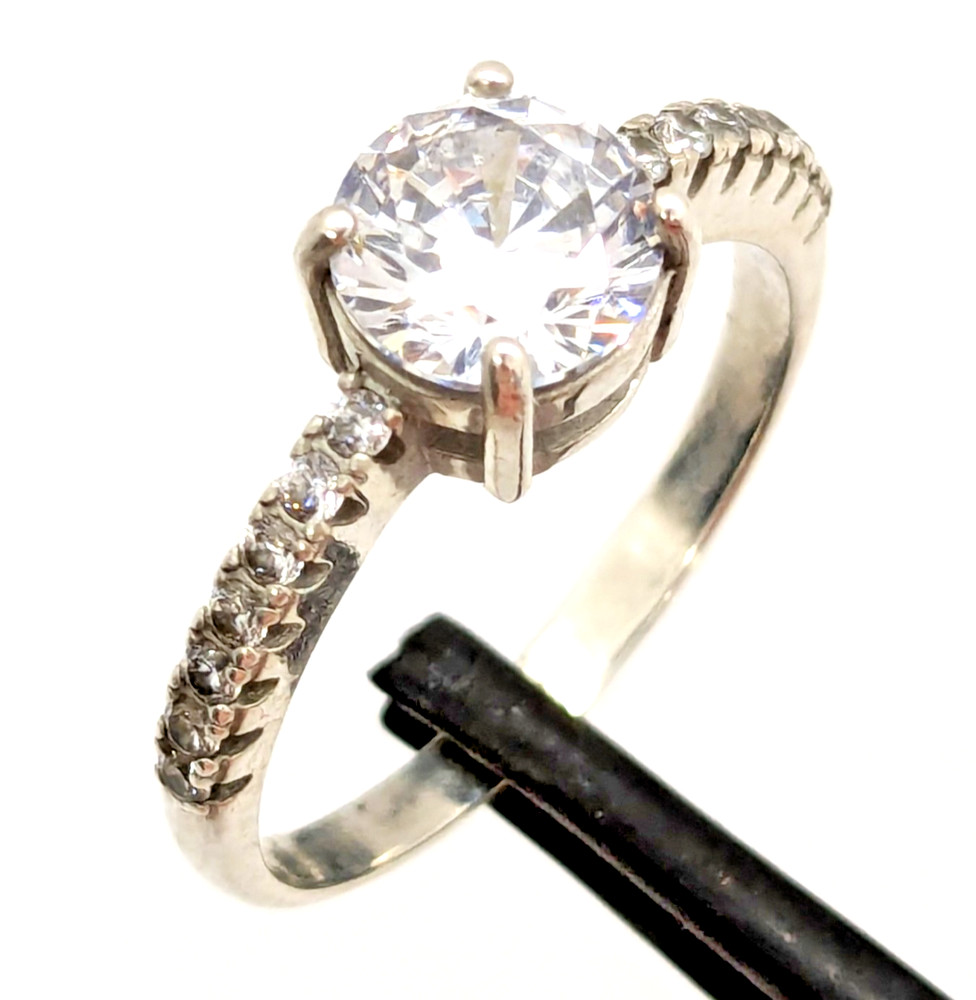 Vintage Elegant RING Silver 925 with Bright Stone -size: 8.5US (18.5mm)| UA #57